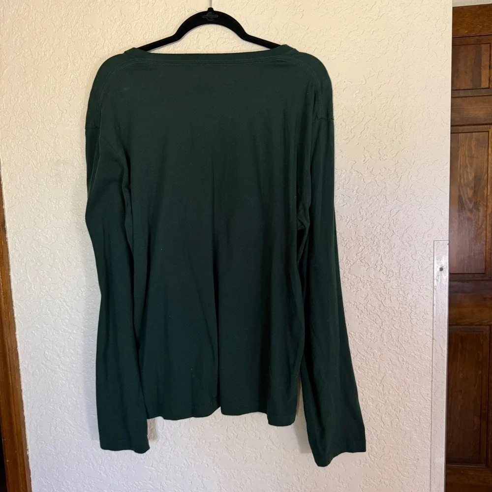 Roots Canada Men Forest Green Long Sleeve Cabin‎ Graphic T Shirt Size M